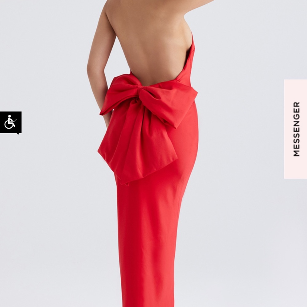 Ilaria Red Bow Halter Dress - House of CB